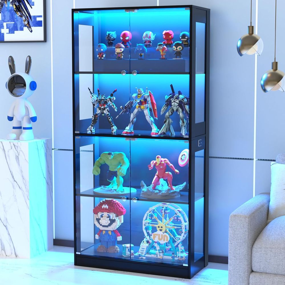 Lighting & Home Decor Studio - 65 Glass Door Display Cabinet, 4-Tier