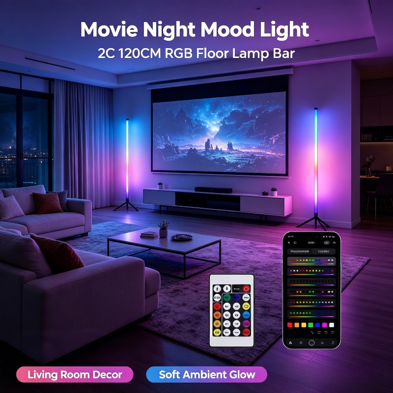 Ambient Lighting Decor For Room - 2 Pack RGB LED Corner Floor