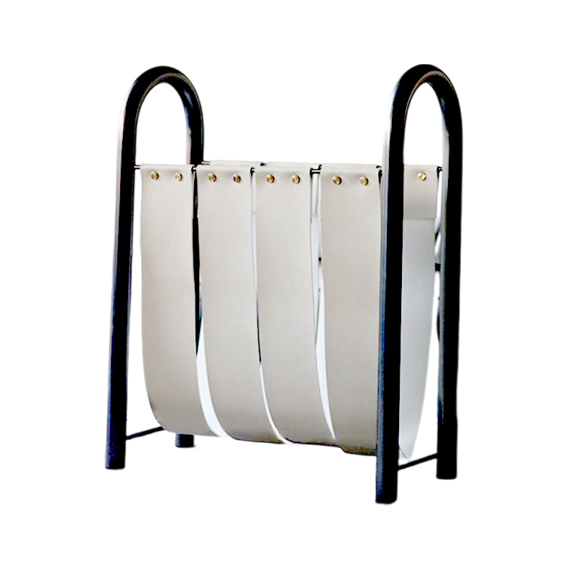 Lighting And Decor Magazine - Light Luxury Metal Leather Magazine Shelf