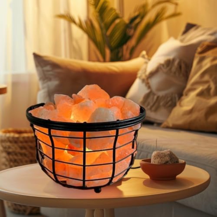 Himalayan Salt Lamp - NB Himalayan Pink Salt Metal Lamp
