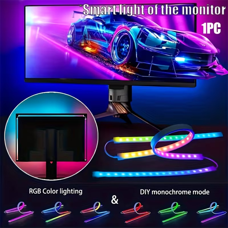 Ambient Lighting Decor For Room - RGB Gaming Lights Strip Monitor Backlight