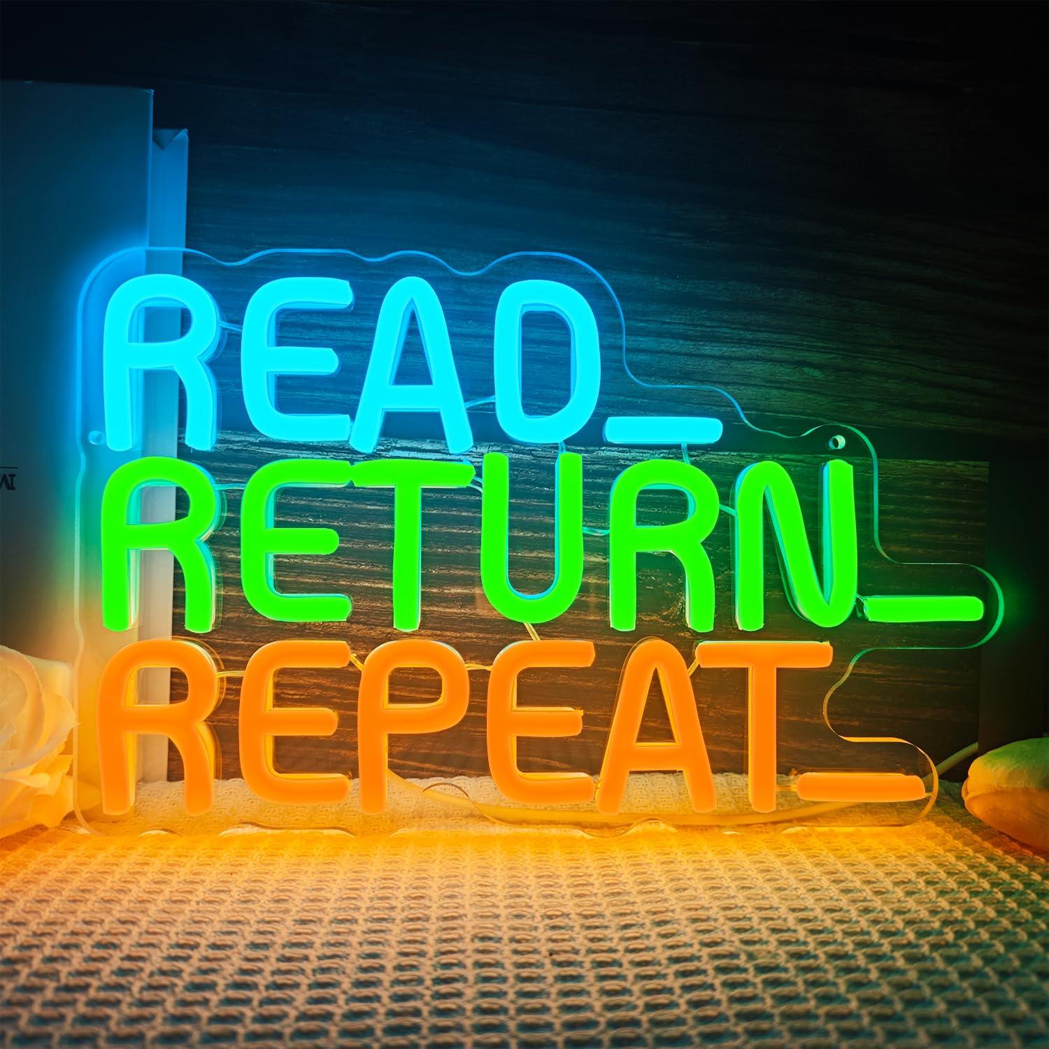 Decor Lighting Returns - Read Return Repeat Neon Sign USB