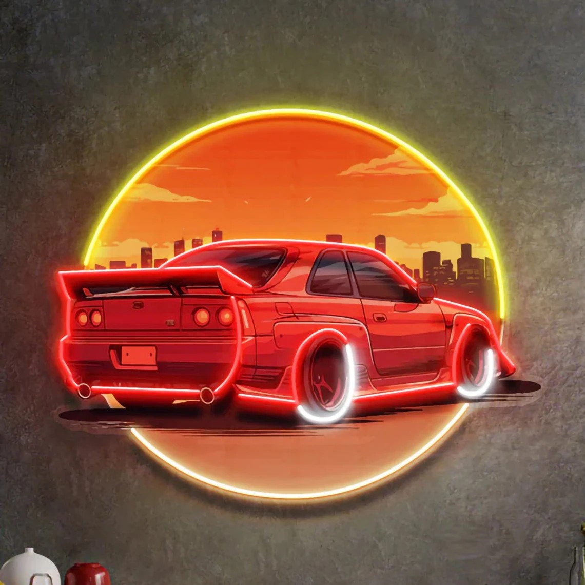 Bathroom Lighting Decor Ideas - Stylish Sunset Car Neon Wall Sign