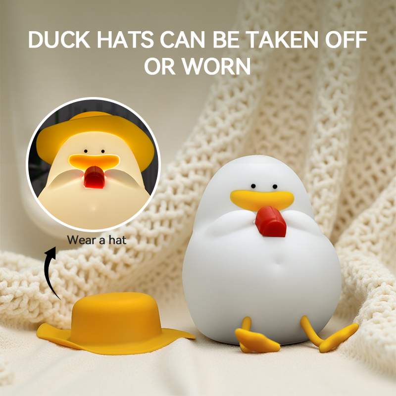 Decor Lighting & Decor Fires - Happy Duck Night Light,Touch-Control Bedside Lamp,Chargable