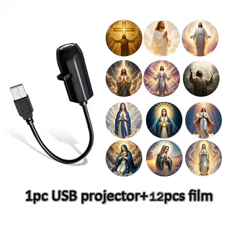 Ambient Lighting Decor For Room - Religious Figure Pattern USB Projection Lamp,