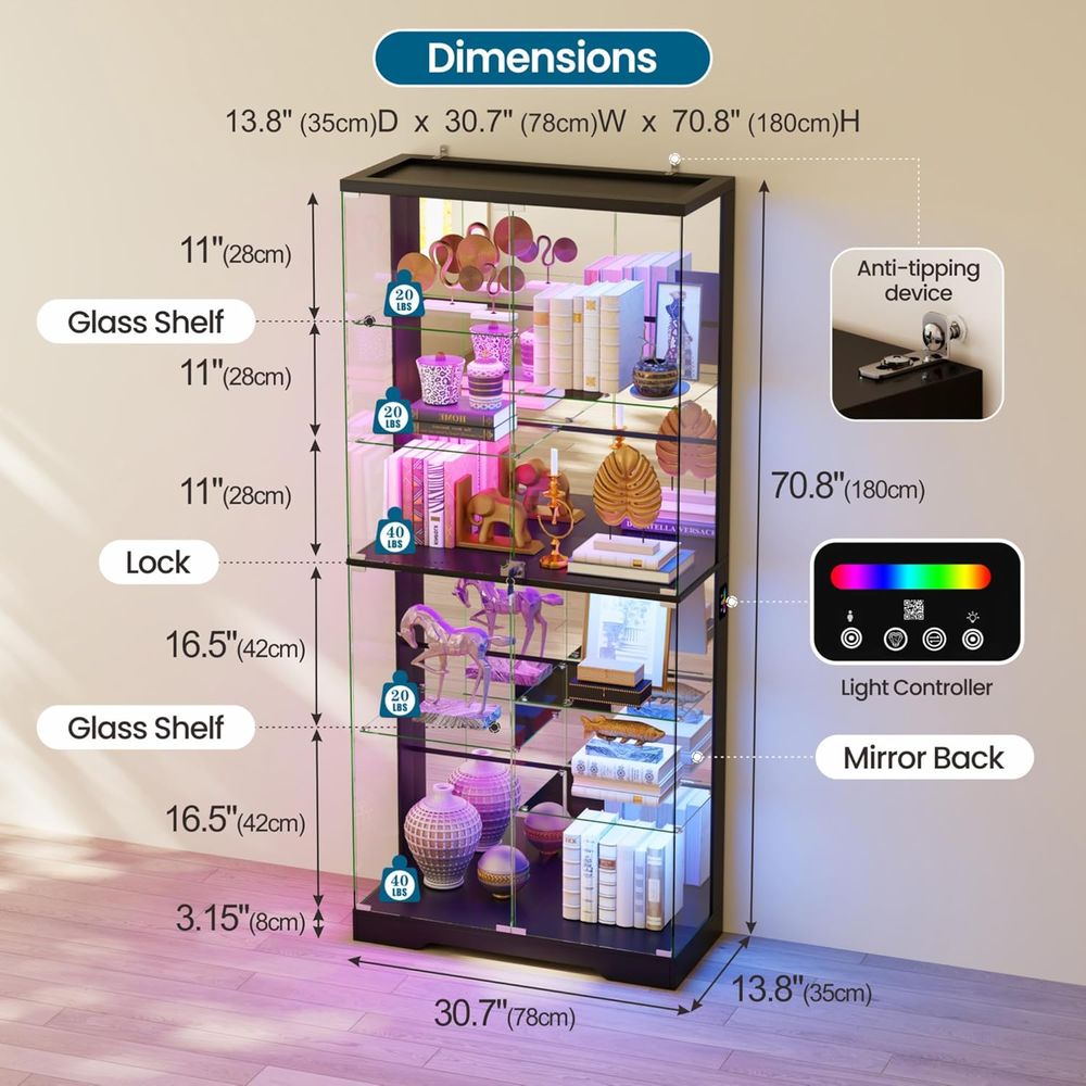 10-Tier Glass Display Cabinet  - Lighting & Home Decor Studio ulasan dan harga