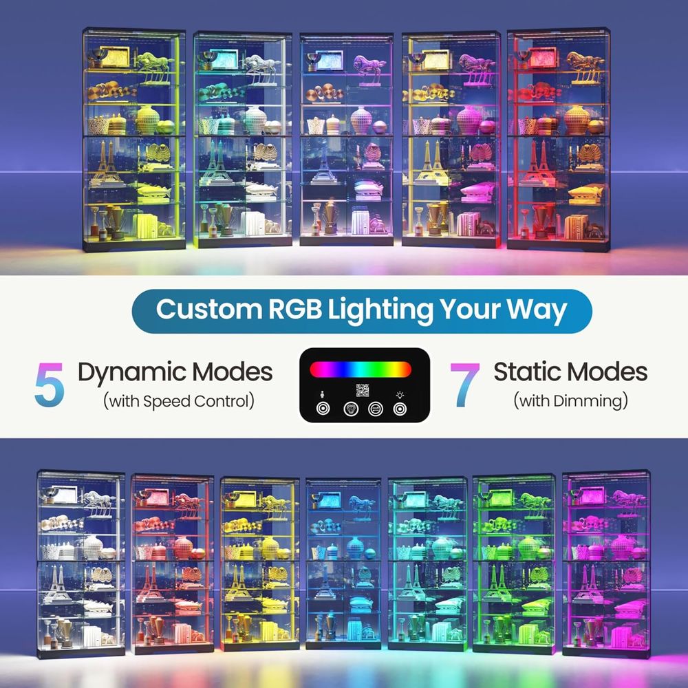 10-Tier Glass Display Cabinet  - Lighting & Home Decor Studio ulasan dan harga