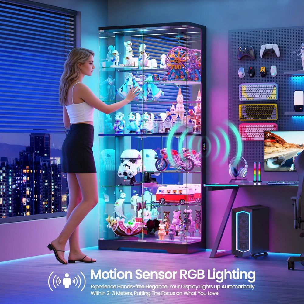 10-Tier Glass Display Cabinet  - Lighting & Home Decor Studio ulasan dan harga