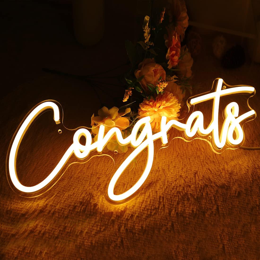 Congrats Neon Sign USB Dimmabl - Lighting Decoration For Wedding ulasan dan harga