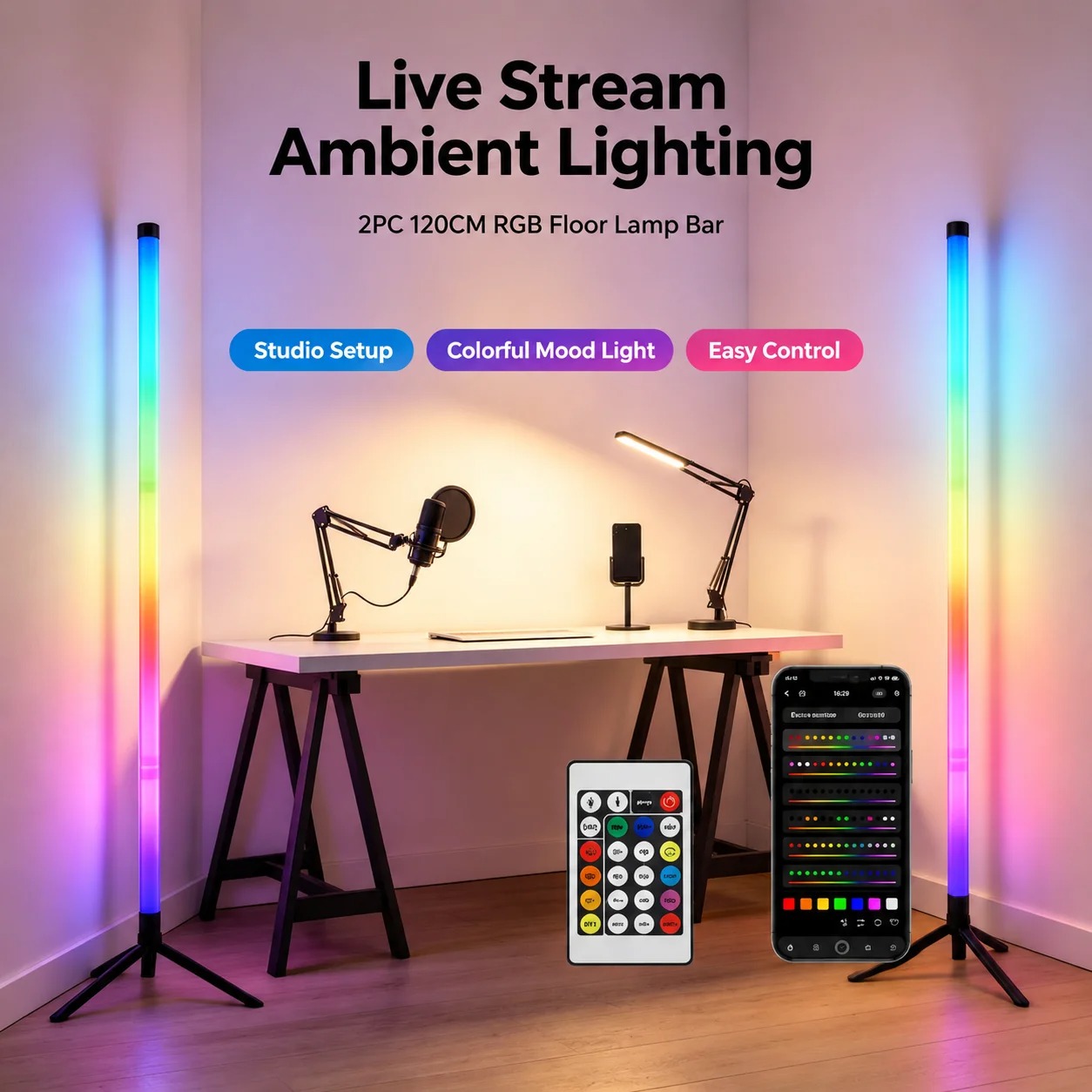 2 Pack RGB LED Corner Floor La - Lighting Decoration In Bedroom ulasan dan harga