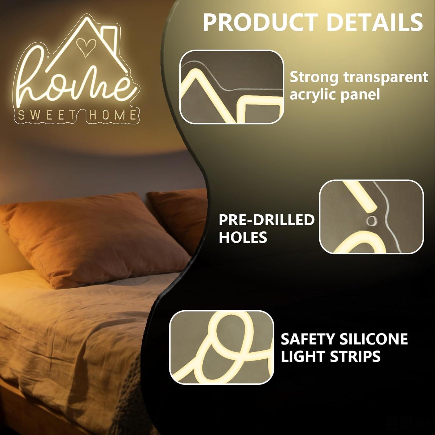 Sweet Home Neon Sign USB Dimma - Lighting Decor Living Room ulasan dan harga