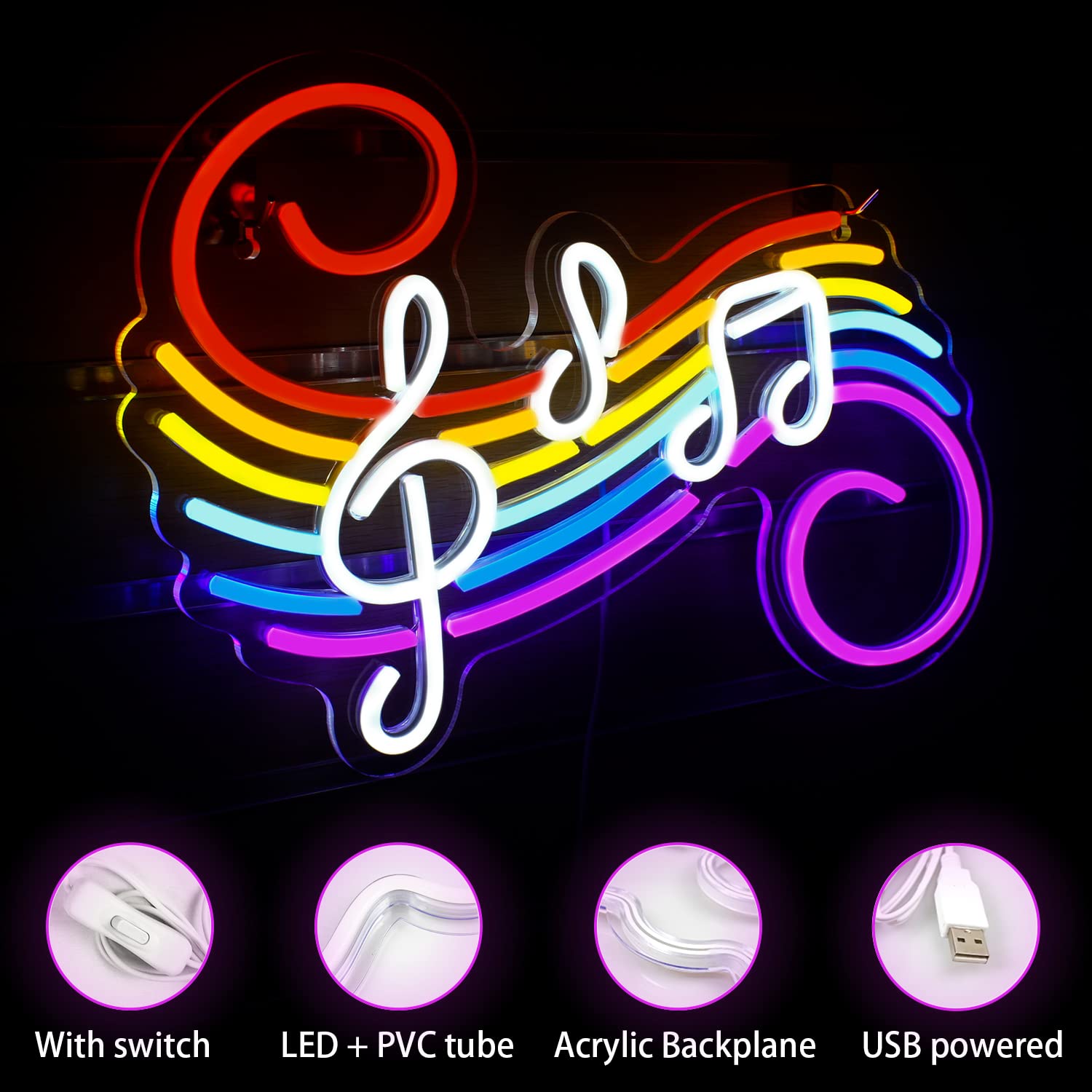 Music Notes Neon Sign Customiz - Lighting Decoration For Wedding ulasan dan harga