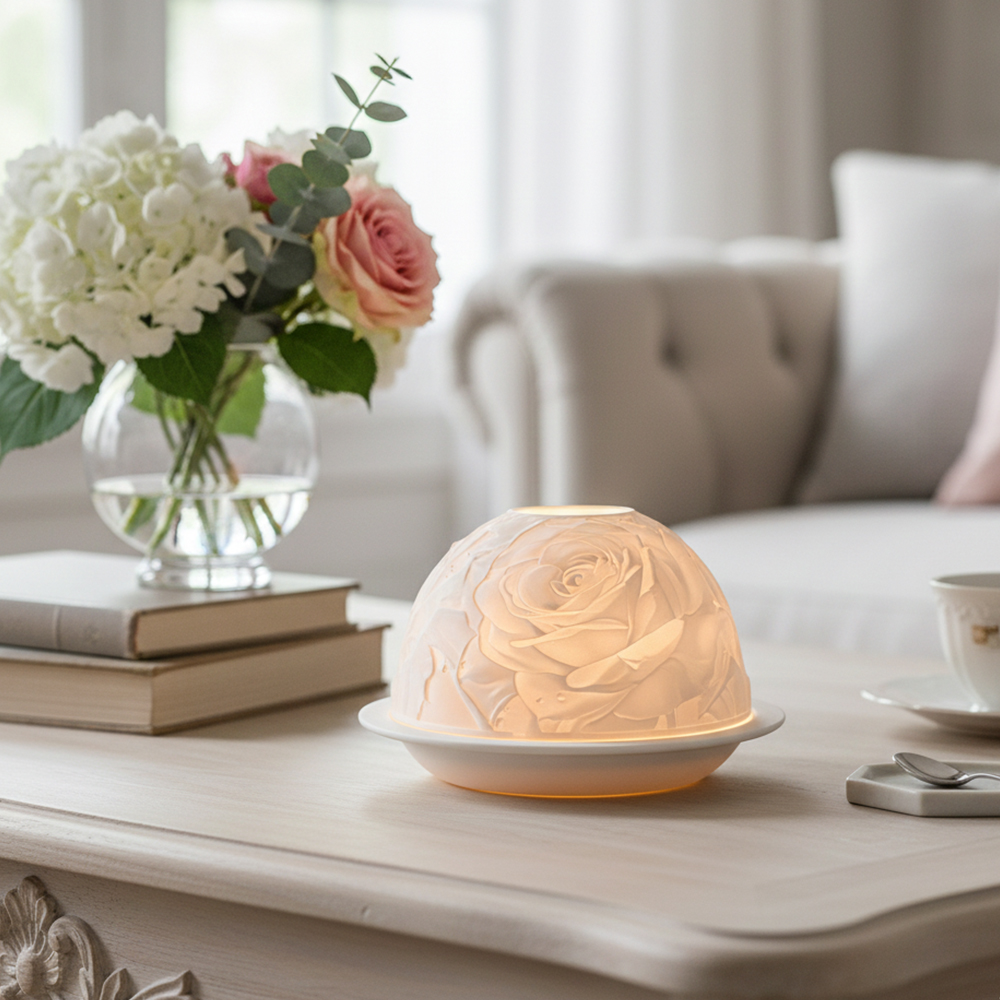 Elegant Rose Porcelain Candle  - Lighting Decor Living Room ulasan dan harga