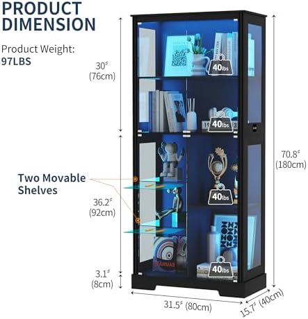 71'' Display Cabinet with 5-Ti - Lighting & Home Decor Studio ulasan dan harga