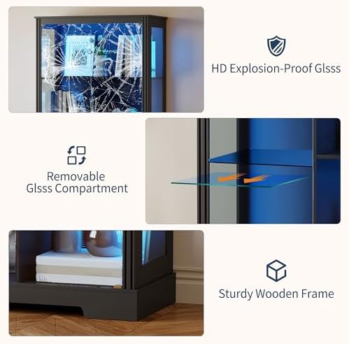 71'' Display Cabinet with 5-Ti - Lighting & Home Decor Studio ulasan dan harga
