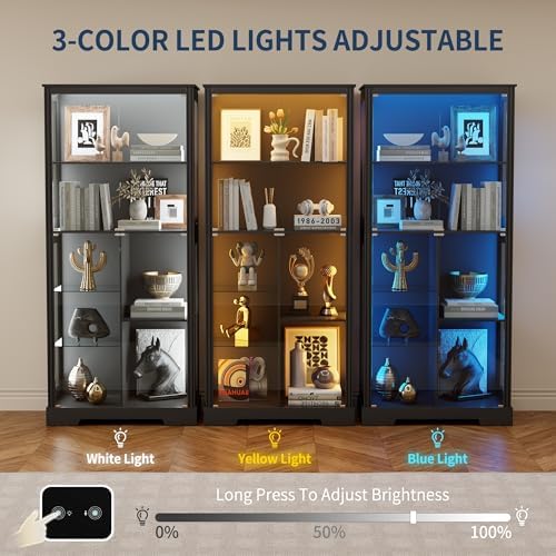 71'' Display Cabinet with 5-Ti - Lighting & Home Decor Studio ulasan dan harga