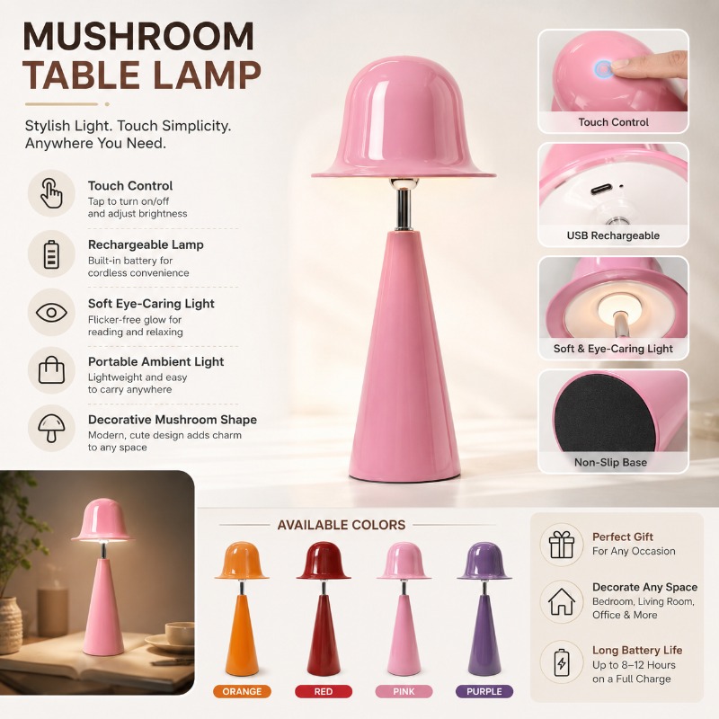 Modern Creative Mushroom Table - Mushroom Table Lamp ulasan dan harga