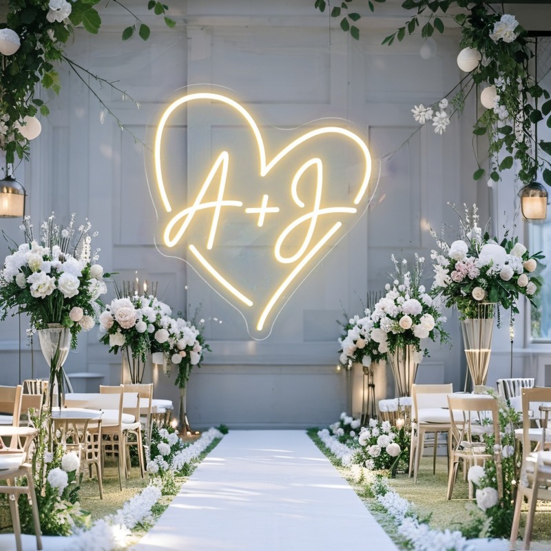 Custom Initials Heart LED Neon - Lighting Decoration For Wedding ulasan dan harga