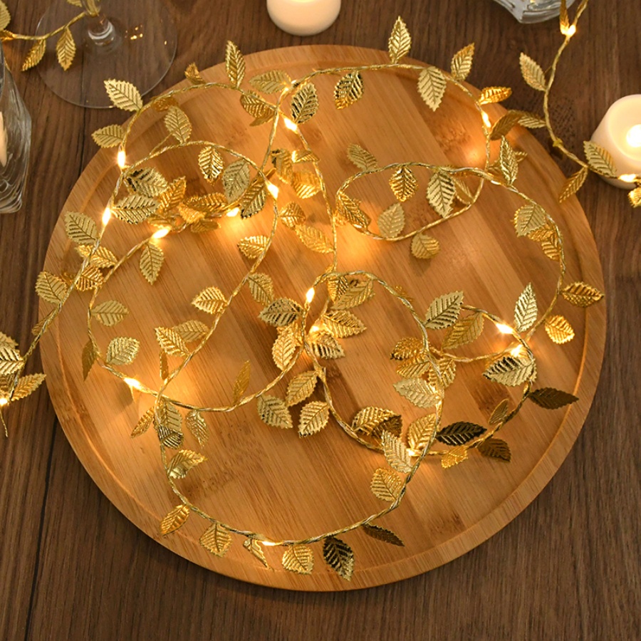 Golden Leaf Rattan Copper Wire - Outdoor Lighting Wedding Decor ulasan dan harga