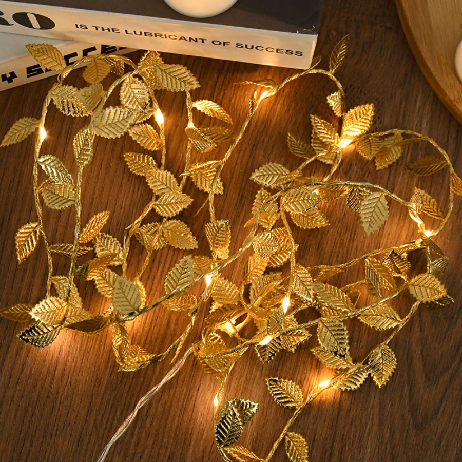 Golden Leaf Rattan Copper Wire - Outdoor Lighting Wedding Decor ulasan dan harga