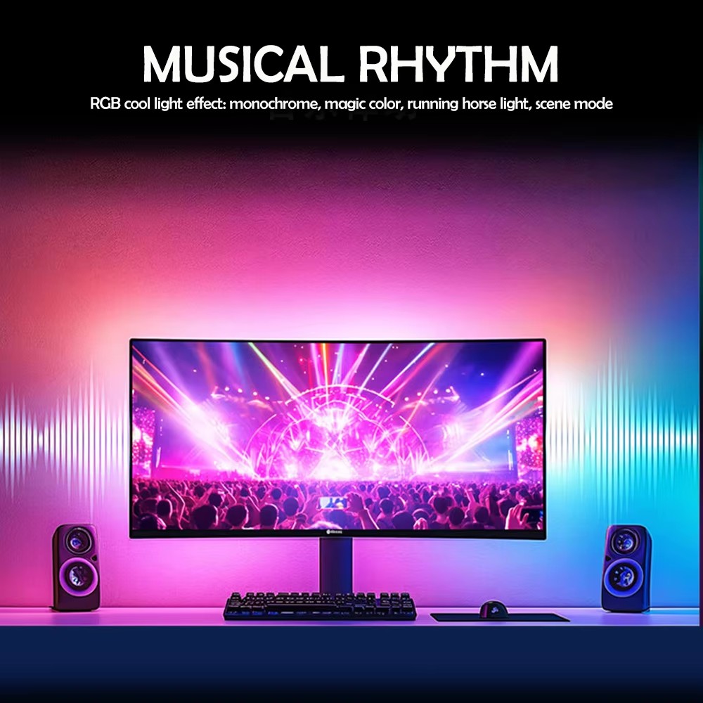 RGB Gaming Lights Strip Monito - Ambient Lighting Decor For Room ulasan dan harga