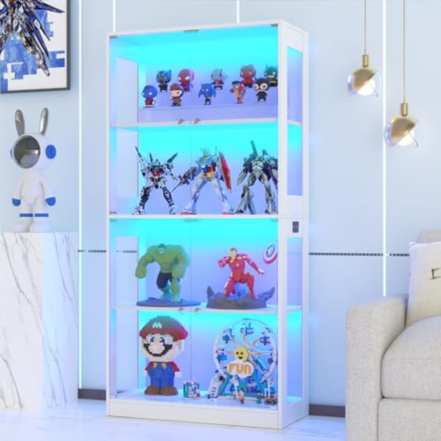 65'' Display Cabinet with Glas - Lighting & Home Decor Studio ulasan dan harga