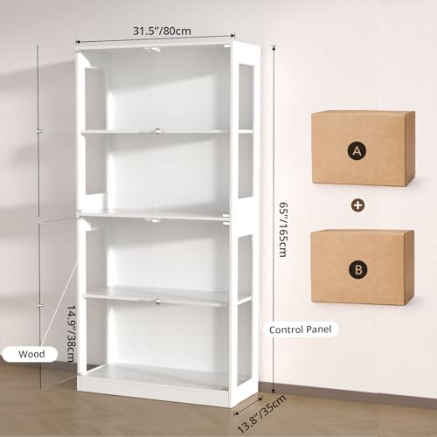 65'' Display Cabinet with Glas - Lighting & Home Decor Studio ulasan dan harga