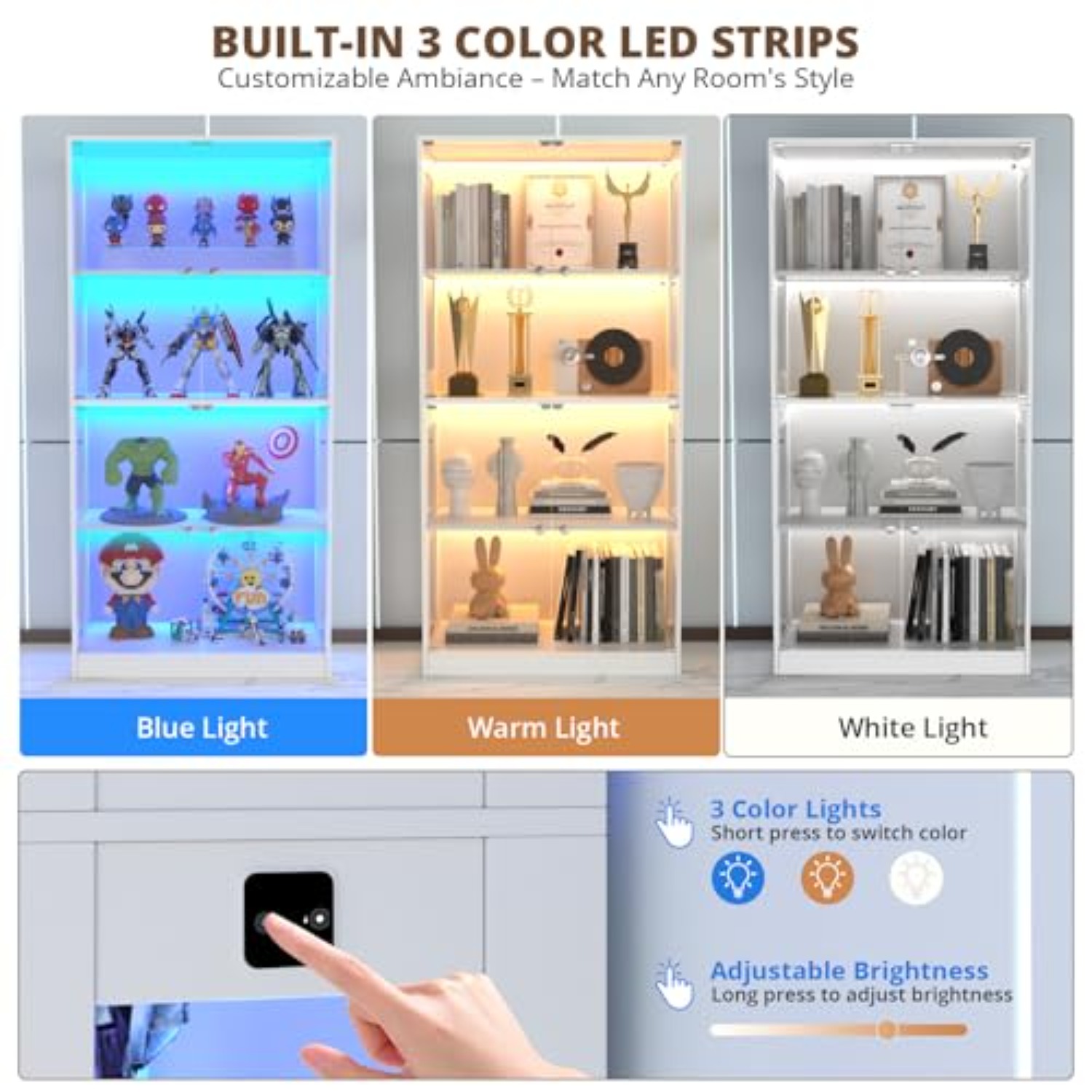 65'' Display Cabinet with Glas - Lighting & Home Decor Studio ulasan dan harga