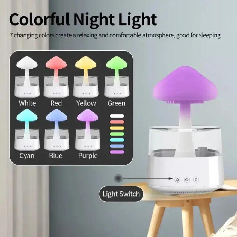 Cloud And Raindrop Humidifier  - Mushroom Table Lamp ulasan dan harga