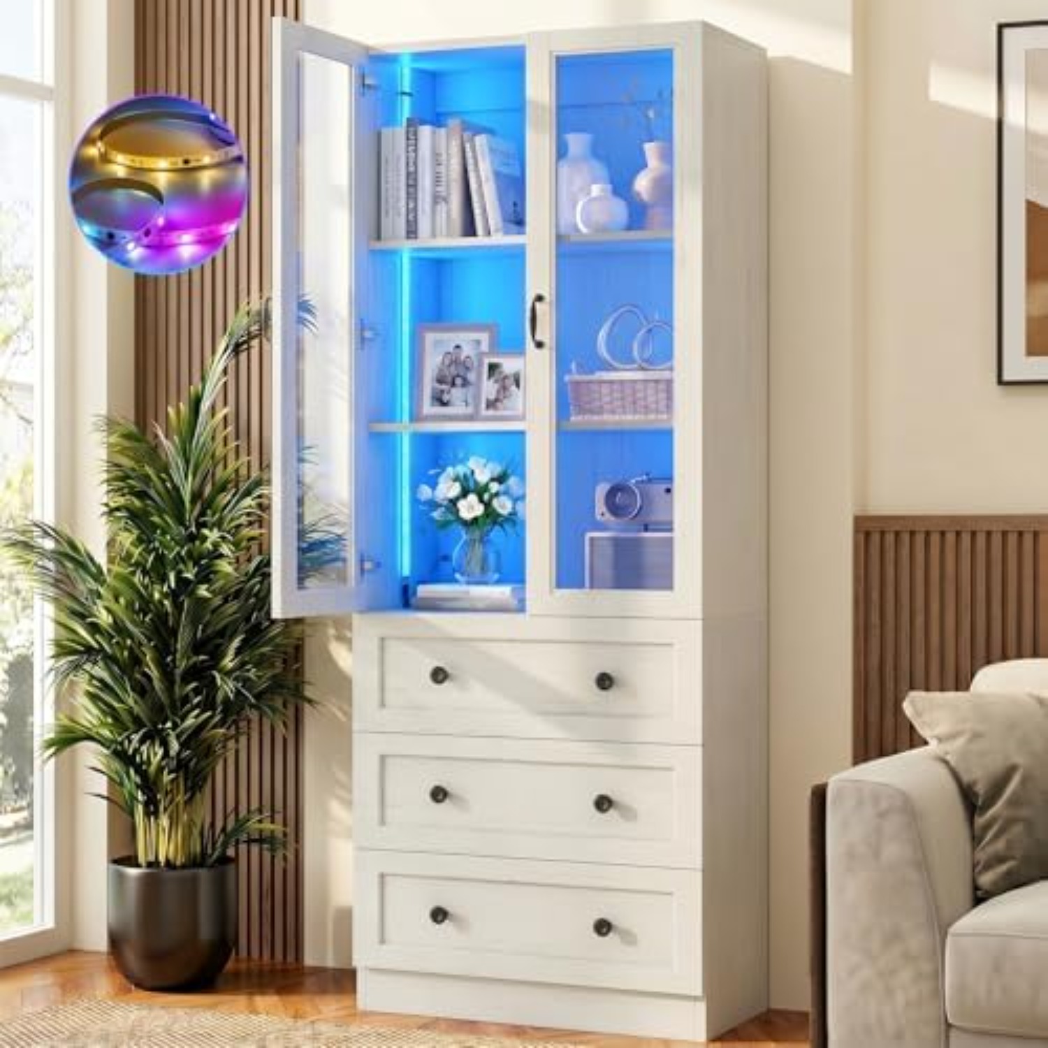 Display Cabinet with Glass Doo - Lighting & Home Decor Studio ulasan dan harga