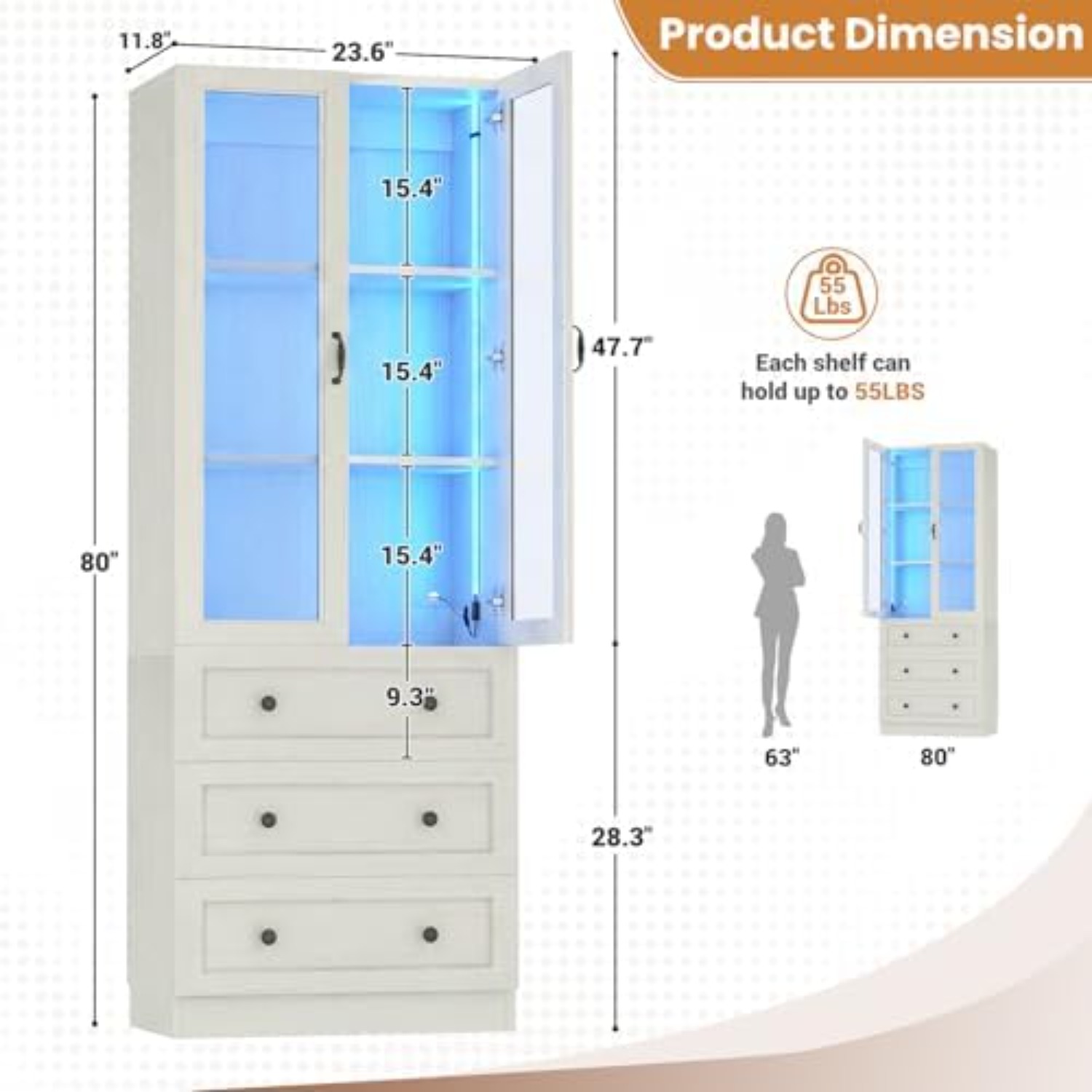 Display Cabinet with Glass Doo - Lighting & Home Decor Studio ulasan dan harga