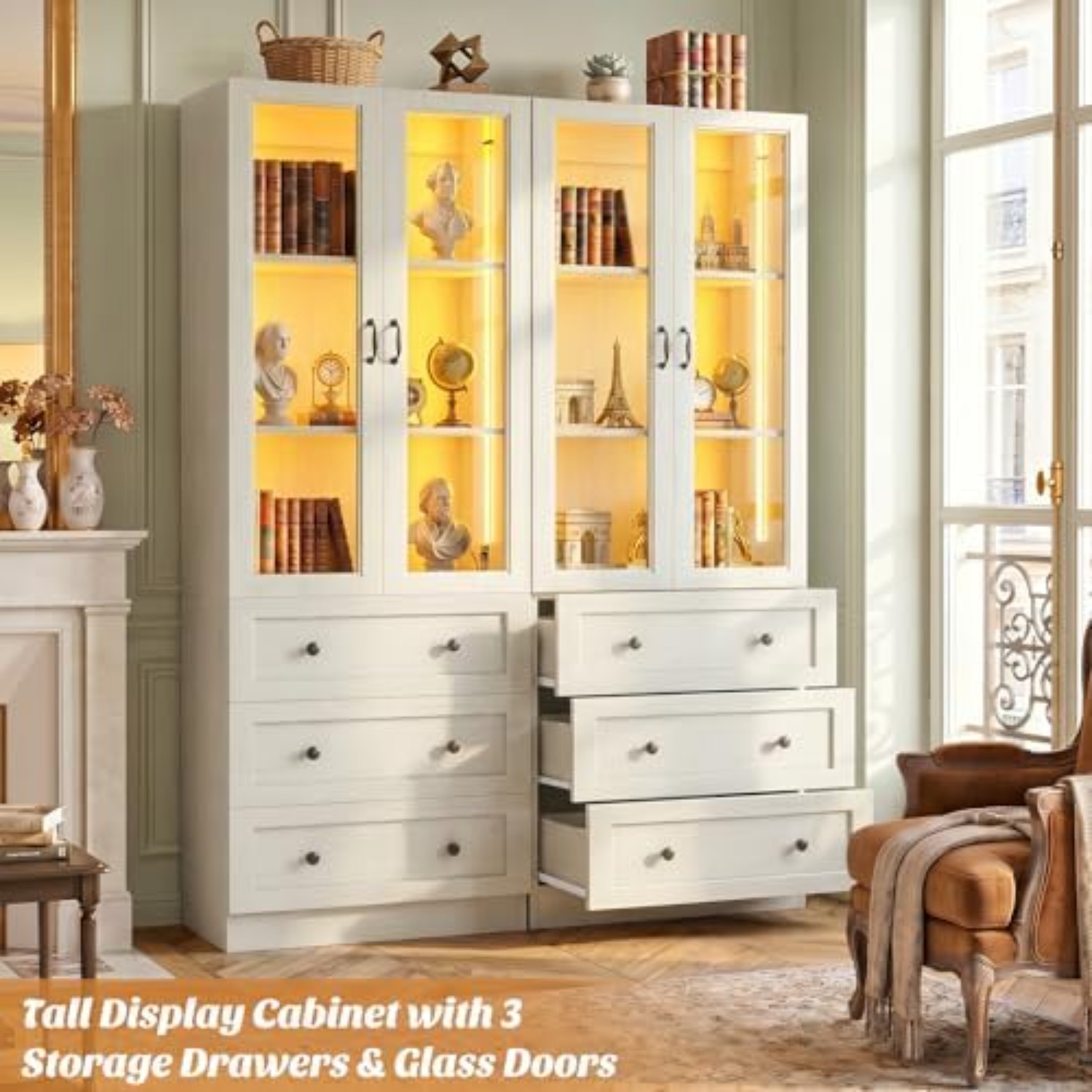 Display Cabinet with Glass Doo - Lighting & Home Decor Studio ulasan dan harga