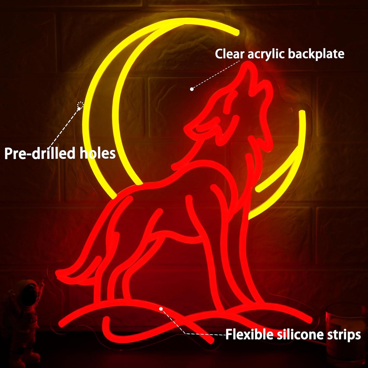 Howling Wolf Neon Sign Dimmabl - Lighting Decoration In Bedroom ulasan dan harga